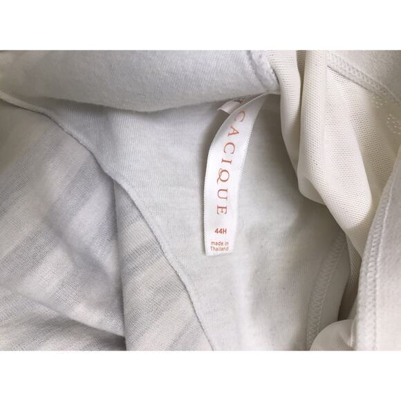 CACIQUE Racerback Unlined Full Coverage No-Wire White Striped Bra Sz 44H Comfort - Picture 7 of 7